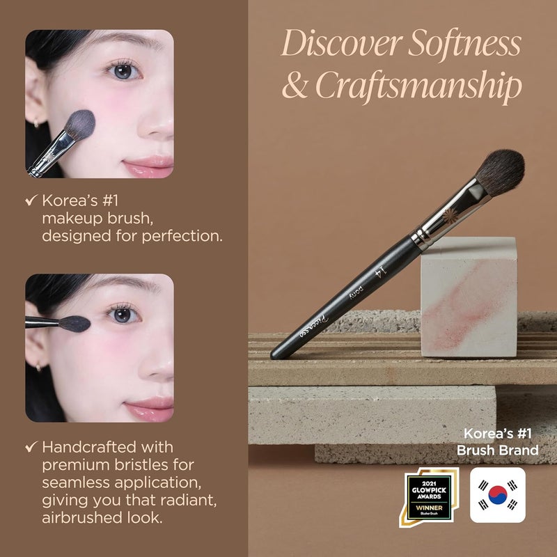 Piccasso PONY14 Makeup Brush– Soft Tapered Blush & Highlighter Applicator for Face Makeup, Fluffy Powder Finish with Soft Hair, Small Size for Precision, Professional Korean Beauty Essential - Image 3